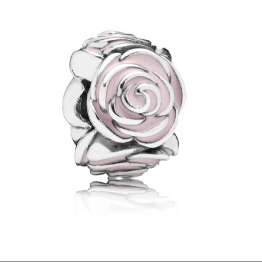 Roses Silver Charm with Pink Enamel Pandora